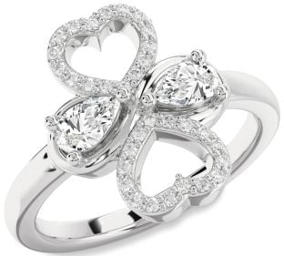 Diamond Platinum Heart Two Stone Ring