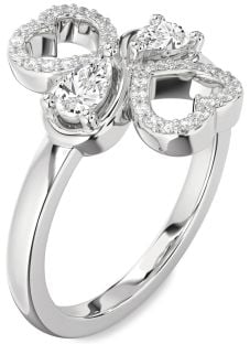 Diamond Platinum Heart Two Stone Ring