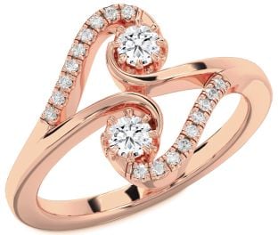 Diamond Rose Gold Round Two Stone Ring