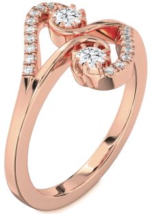 Diamond Rose Gold Round Two Stone Ring