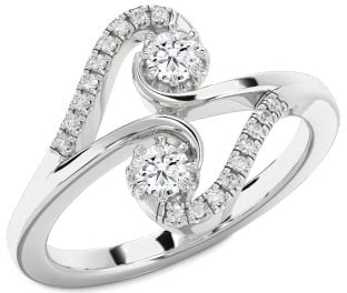 Diamond Platinum Round Two Stone Ring