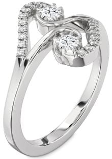 Diamond Platinum Round Two Stone Ring