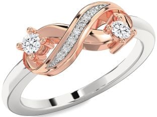 Diamond Platinum & Rose Gold Infinity Round Two Stone Ring