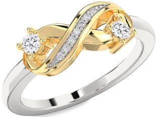Diamond Platinum & Yellow Gold Infinity Round Two Stone Ring