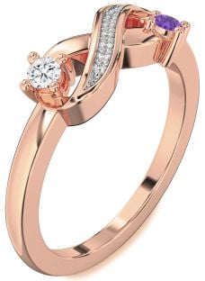 Diamond Rose Gold Infinity Round Two Stone Promise Ring