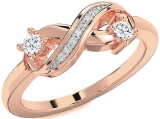 Diamond Rose Gold Infinity Round Two Stone Ring