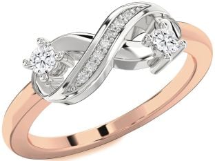 Diamond Platinum & Rose Gold Infinity Round Two Stone Ring