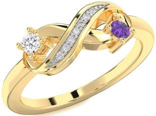 Diamond Gold Infinity Round Two Stone Promise Ring