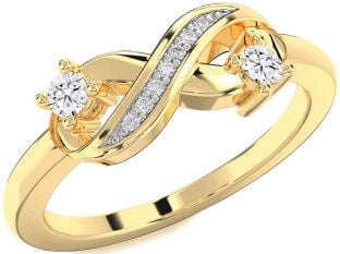 Diamond Gold Infinity Round Two Stone Ring