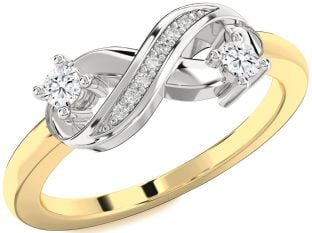 Diamond Platinum & Yellow Gold Infinity Round Two Stone Ring
