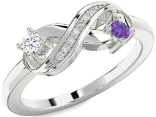 Diamond Platinum Infinity Round Two Stone Promise Ring