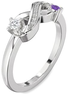 Diamond Platinum Infinity Round Two Stone Promise Ring