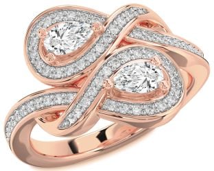 Diamond Rose Gold Infinity Pear Two Stone Ring