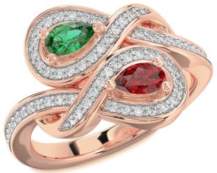 Diamond Rose Gold Infinity Pear Two Stone Promise Ring