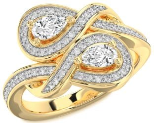 Diamond Gold Infinity Pear Two Stone Ring