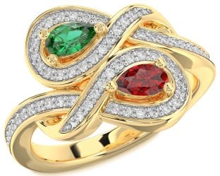 Diamond Gold Infinity Pear Two Stone Promise Ring