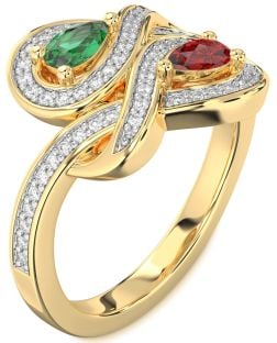 Diamond Gold Infinity Pear Two Stone Promise Ring