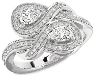Diamond Platinum Infinity Pear Two Stone Ring