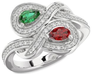 Diamond Platinum Infinity Pear Two Stone Promise Ring