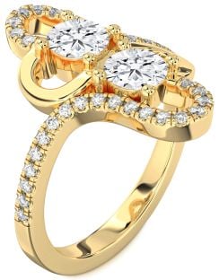 Diamond Gold Heart Two Stone Ring