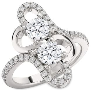 Diamond Platinum Heart Two Stone Ring
