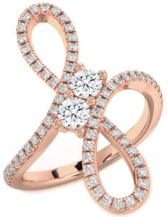 Diamond Rose Gold Infinity Round Two Stone Ring