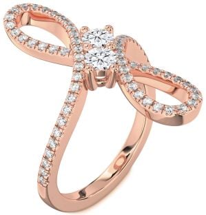 Diamond Rose Gold Infinity Round Two Stone Ring
