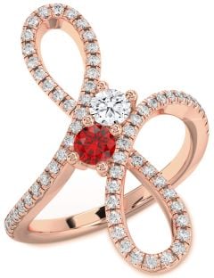 Diamond Rose Gold Infinity Round Two Stone Promise Ring