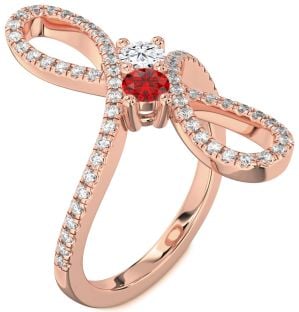 Diamond Rose Gold Infinity Round Two Stone Promise Ring