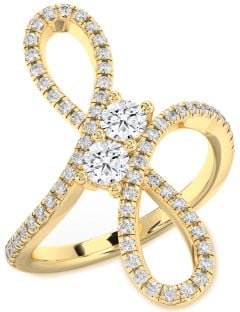 Diamond Gold Infinity Round Two Stone Ring