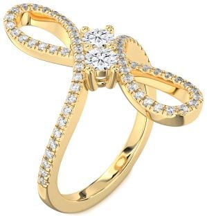 Diamond Gold Infinity Round Two Stone Ring