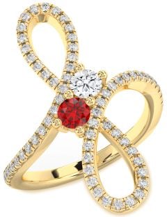 Diamond Gold Infinity Round Two Stone Promise Ring