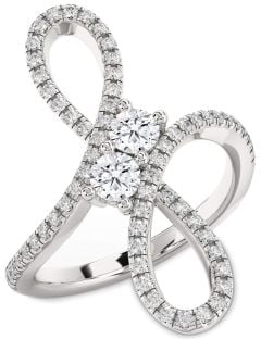 Diamond Platinum Infinity Round Two Stone Ring
