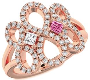 Diamond Rose Gold Infinity Princess Two Stone Promise Ring