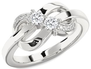 Diamond Platinum Knot Round Two Stone Ring