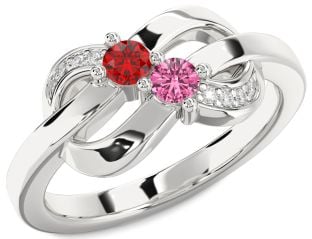 Diamond Platinum Knot Round Two Stone Promise Ring