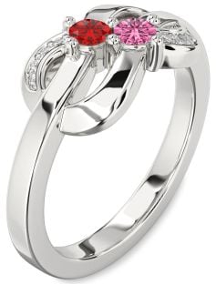 Diamond Platinum Knot Round Two Stone Promise Ring