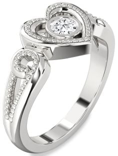 Diamond Platinum Heart Promise Ring