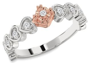Diamond Platinum & Rose Gold Heart Promise Ring