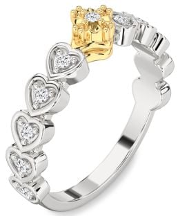 Diamond Platinum & Yellow Gold Heart Promise Ring