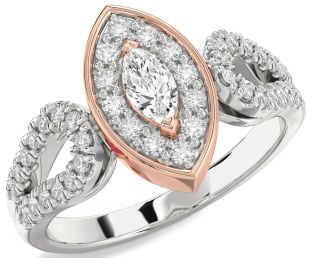 Diamond White Rose Gold Halo Marquise Promise Ring