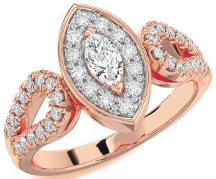 Diamond Rose Gold Halo Marquise Promise Ring
