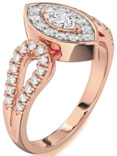 Diamond Rose Gold Halo Marquise Promise Ring