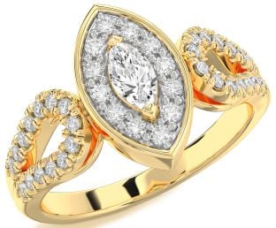 Diamond Gold Halo Marquise Promise Ring