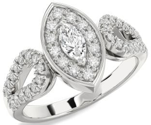 Diamond White Gold Halo Marquise Promise Ring