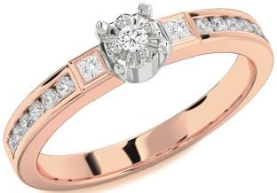 Diamond Platinum & Rose Gold Round Three Stone Engagement Ring
