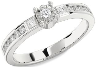 Diamond Platinum Round Three Stone Engagement Ring
