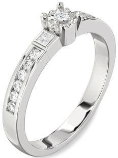 Diamond Platinum Round Three Stone Engagement Ring