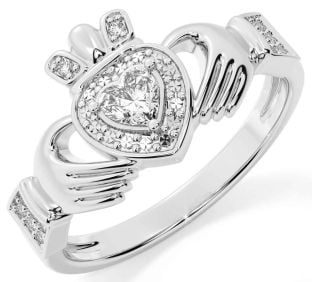 Diamond Silver Claddagh Ring