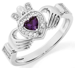 Diamant Alexandrit Biele Zlato Claddagh Prsteň